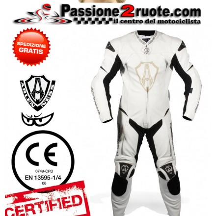 tuta intera pelle racing pista Arlen ness 9683 white leather suit