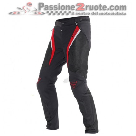 Pantaloni moto estivi traforati Dainese Drake Super Air Tex nero rosso bianco black red white summer perforated trouser