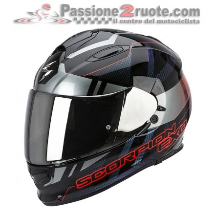 Casco integrale moto Scorpion Exo-510 air Stage nero argento rosso black silver red helmet casque