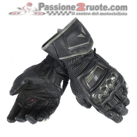 Guanti pelle lunghi moto racing pista corsa Dainese Druid D1 Long nero Black leather gloves