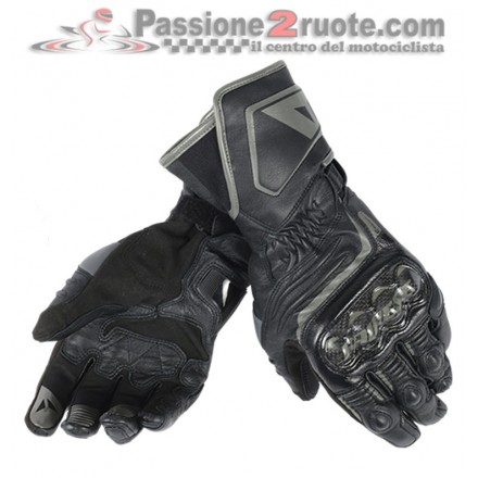 Guanti pelle lunghi moto racing pista corsa Dainese Carbon D1 Long nero Black leather gloves