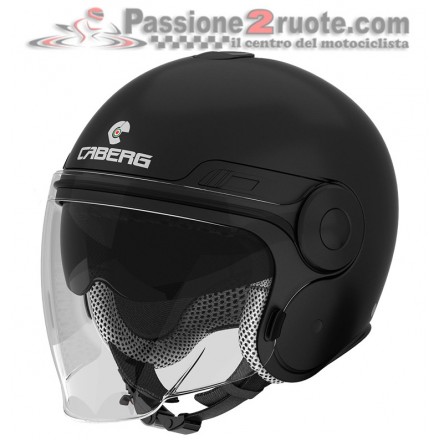 Casco jet moto scooter visiera lunga e occhiale parasole Caberg Uptown nero opaco matt black helmet casque