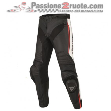 Pantaloni moto pelle Dainese Misano nero bianco rosso black white red leather pant