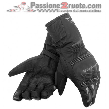 Guanti lunghi moto invernali impermeabili Dainese Tempest D-dry Long black waterproof winter gloves