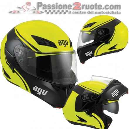 Casco modulare apribile moto Agv Compact ST Course giallo nero flip up helmet casque