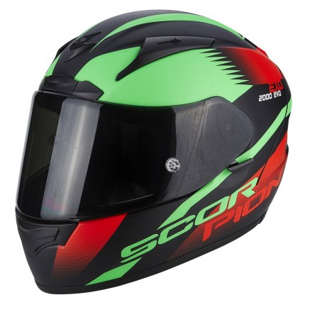 Casco integrale moto Scorpion Exo 2000 Evo Volcano black green red fluo helmet casque