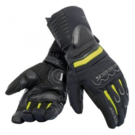 Guanti lunghi moto touring invernali Dainese Scout 2 goretex nero giallo black yellow winter gloves
