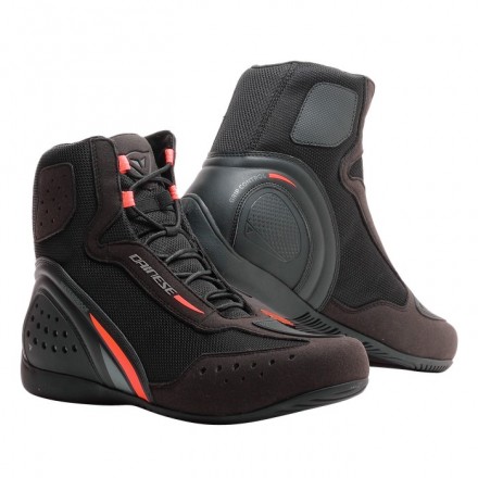 Scarpe moto impermebili Dainese Motorshoe D1 Dwp waterproof nero rosso black fluo red shoes