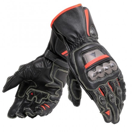 Guanti moto racing pista corsa Dainese Full metal 6 nero rosso black fluo red gloves