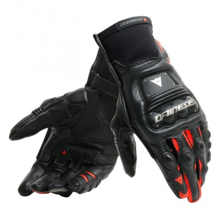 Guanti moto racing pista corsa Dainese Steel Pro In nero rosso fluo black red gloves