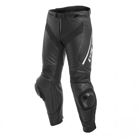 Pantalone pelle moto racing sportiva Dainese Delta 3 nero bianco black white leather pant trouser