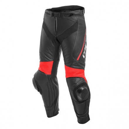 Pantalone pelle moto racing sportiva Dainese Delta 3 nero rosso black red leather pant trouser