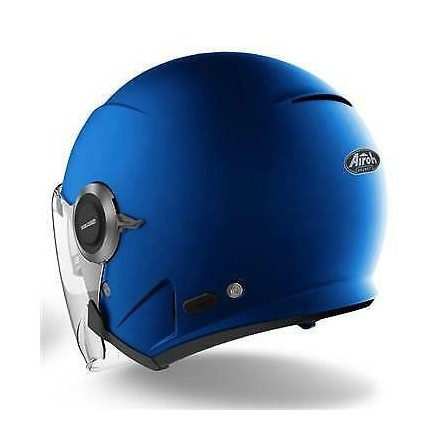 Casco jet moto visiera lunga e visierino da sole Airoh Helios blu opaco blue matt helmet casque