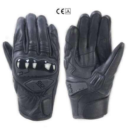 Guanti pelle moto Oj Rave nero black leather gloves