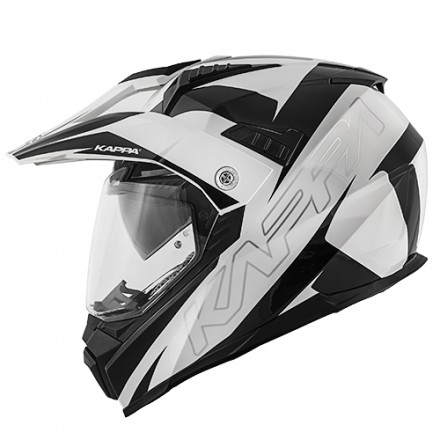Casco integrale adventure enduro touring moto Kappa Kv30 Flash bianco nero white black helmet casque