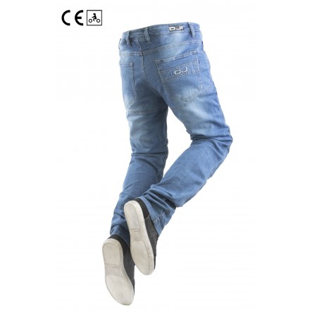 Jeans omologati moto con protezioni Oj Storm Man blu membrana impermeabile removibile