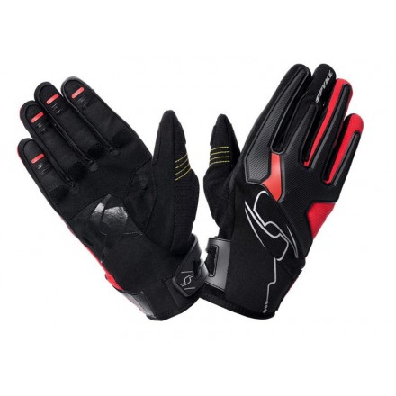 Guanti pelle moto Spyke Tech Short nero rosso Black red leather gloves