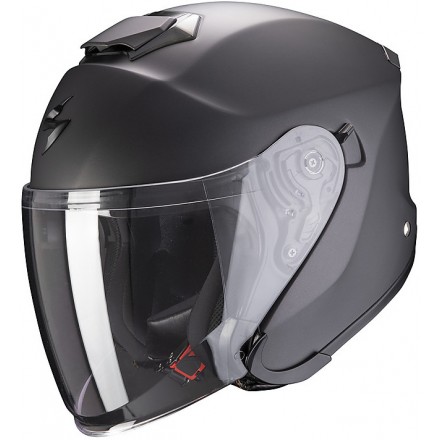 Casco jet fibra visiera lunga Scorpion Exo S1 nero opaco black matt fiber helmet casque