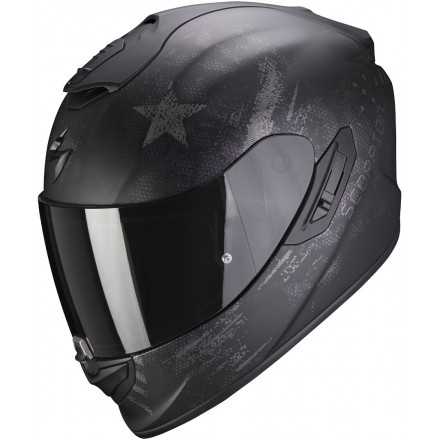 Casco integrale fibra moto Scorpion Exo 1400 air Asio nero opaco argento black matt silver fullface helmet casque