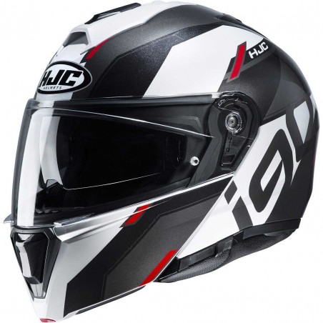 Casco modulare Hjc I90 Aventa white black red Mc1 flip up helmet ca