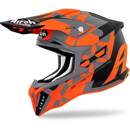 Casco moto cross fibra Airoh Strycker XXX arancione orange matt enduro motard off road fiber helmet casque