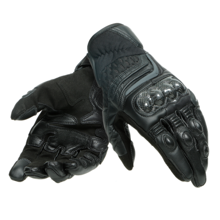 Guanti pelle corti moto Dainese Carbon 3 short nero Black leather gloves