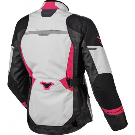 Giacca donna moto touring Macna Sonar grigio chiaro rosa silver pink black lady jacket