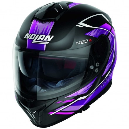 Casco donna integrale moto Nolan N80.8 Thunderbolt nero opaco viola flat black violet lady Ncom helmet casque