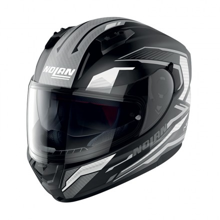 Casco integrale moto Nolan N60.6 Perceptor nero opaco bianco flat black white Ncom helmet casque