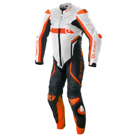 Tuta intera pelle racing pista corsa sport Eleveit RC PRO bianco arancione fluo orange white one piece leather suit