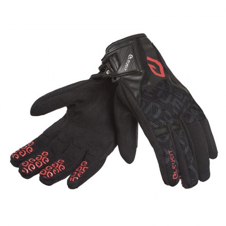 Guanti pelle tessuto Eleveit RT1 nero rosso black red leather gloves