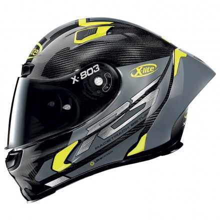 Casco integrale carbonio moto Xlite X803 Rs Ultra Carbon Skywarp giallo yellow 50 full face helmet casque
