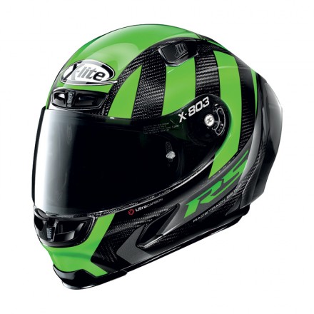 Casco integrale carbonio moto Xlite X803 Rs Ultra Carbon Wheelie verde green full face helmet casque