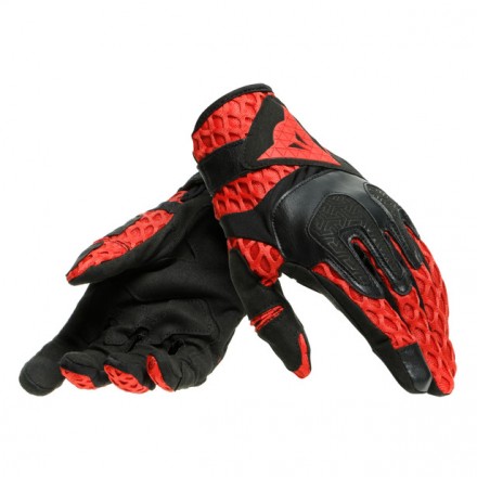 Guanti pelle tessuto Dainese Air-Maze nero rosso black red gloves