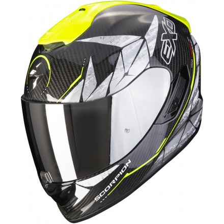 Casco integrale carbonio moto Scorpion Exo 1400 Carbon Aranea giallo yellow helmet casque