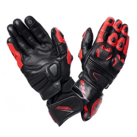 Guanti pelle Spyke Tech Race nero rosso Black red leather gloves