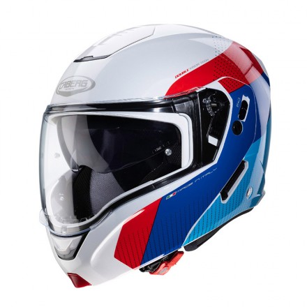 Casco moto modulare Caberg Horus Scout bianco rosso blu white red flip up helmet casque