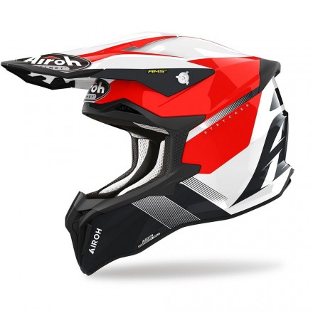 Casco moto cross fibra Airoh Strycker Blazer red enduro motard off road fiber helmet casque