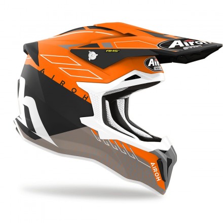 Casco moto cross fibra Airoh Strycker Skin orange enduro motard off road fiber helmet casque