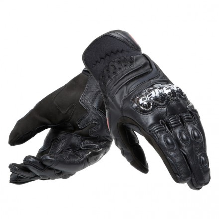 Guanti pelle corti moto Dainese Carbon 4 short nero Black sportivi leather gloves
