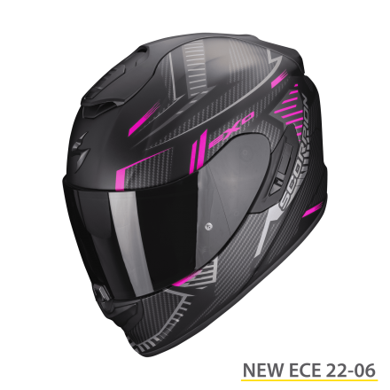 Casco integrale fibra moto Scorpion Exo 1400 EVO SHELL nero opaco fucsia black matt pink lady helmet casque