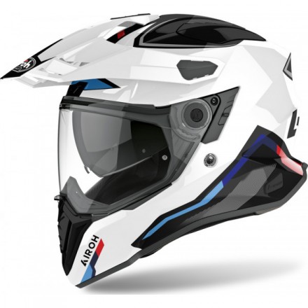 Casco Airoh Commander Factor bianco rosso white blu red integrale moto on off adventure helmet casque