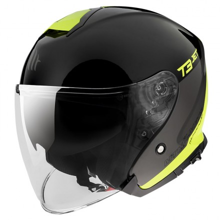 Casco jet MT Helmets THUNDER 3 SV nero giallo fluo yellow black helmet