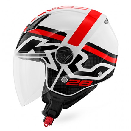 Casco jet Kappa Kv28 evo Join bianco nero rosso white black red helmet