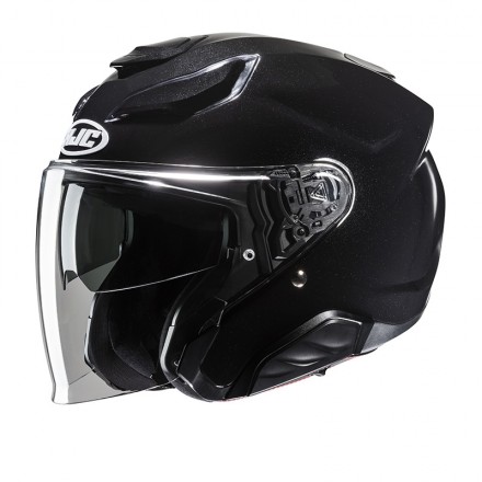 Casco jet fibra Hjc F31 NERO LUCIDO METAL BLACK fiber Helmet casque