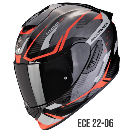 Casco integrale FIBRA moto Scorpion Exo 1400 EVO 2 ACCORD GRIGIO ROSSO GREY RED helmet casque