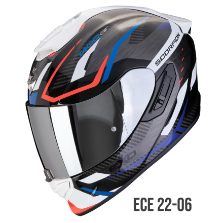 Casco integrale FIBRA moto Scorpion Exo 1400 EVO 2 ACCORD ROSSO BLU RED helmet casque