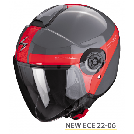 Casco jet Scorpion Exo City II SHORT GRIGIO ROSSO GREY RED helmet casque