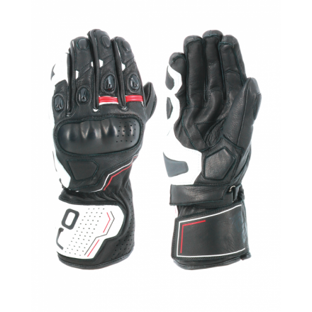 Guanti Oj Sleek Black White Red gloves leather