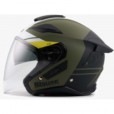 Casco jet moto scooter BLAUER JJ01 VERDE NERO GIALLO GREEN BLACK YELLOW helmet casque